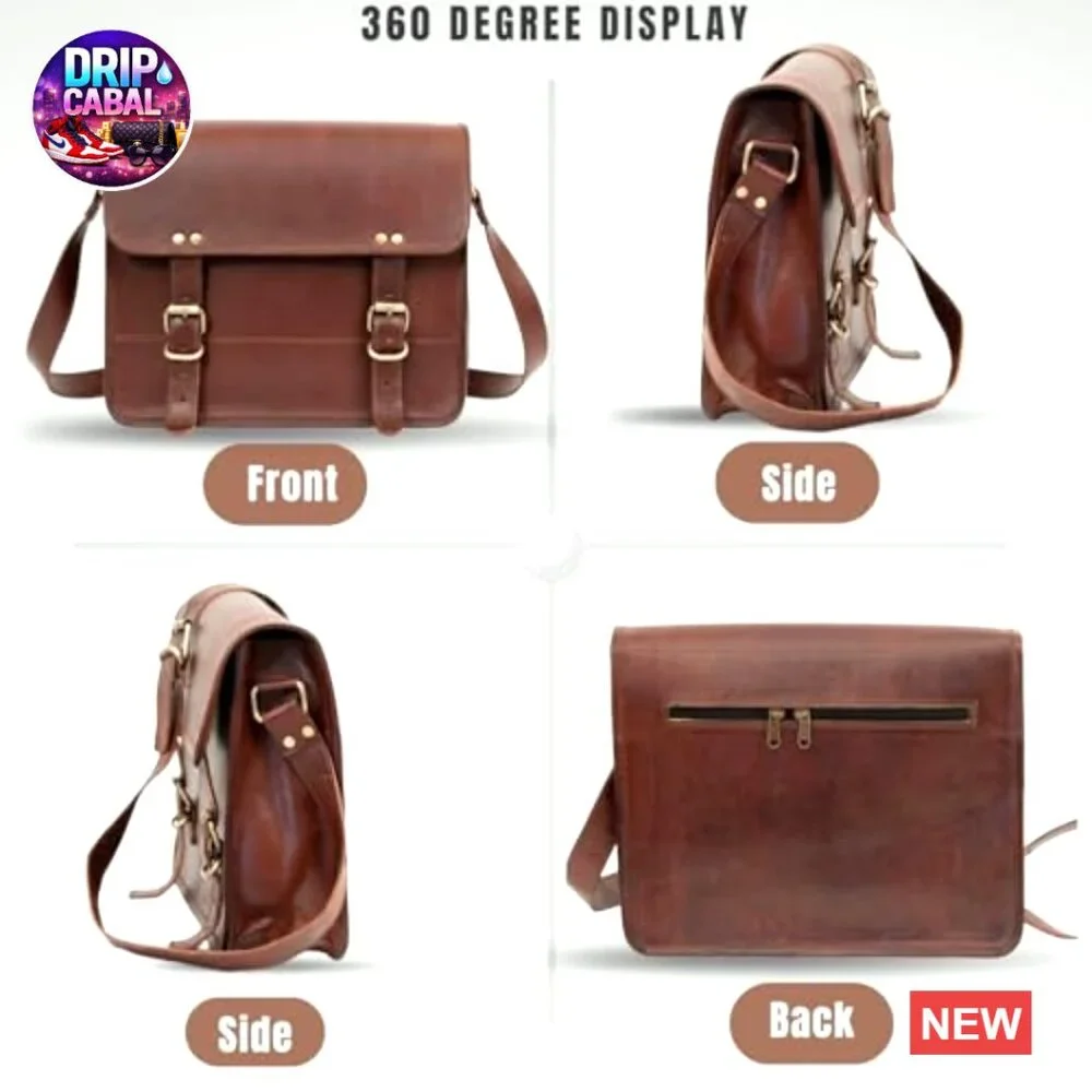 Genuine Leather Messenger Bag Vintage Satchel Crossbody Unisex